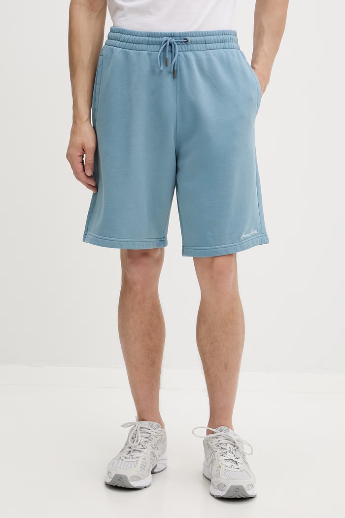 Guess Jeans teplákové šortky pánske bavlnené modrá M6GD49.KCPR1