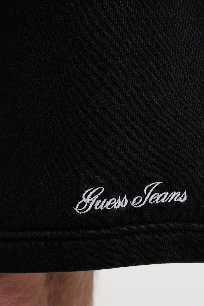 Guess Jeans pantaloni scurți de trening bărbați din bumbac negru M6GD49.KCPR1