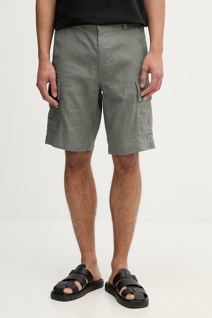 BOSS Orange pantaloni scurți cargo pentru bărbați, cu in gri 50559366