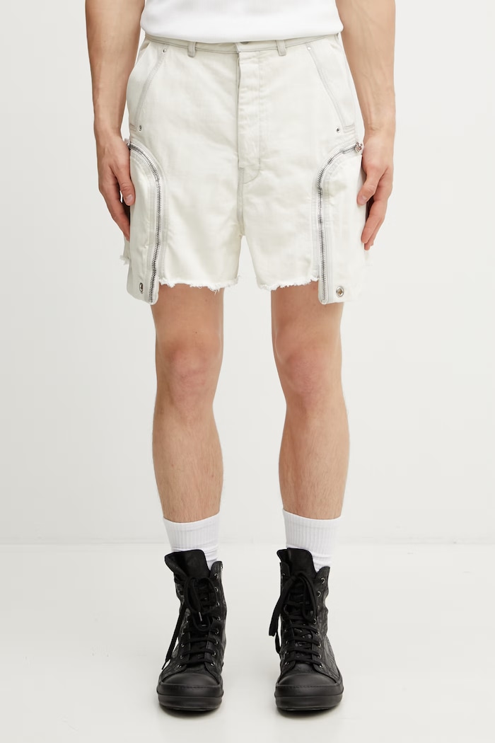 Rick Owens DRKSHDW Bauhaus pantaloncini in cotone da uomo beige DU01F4350.DMW