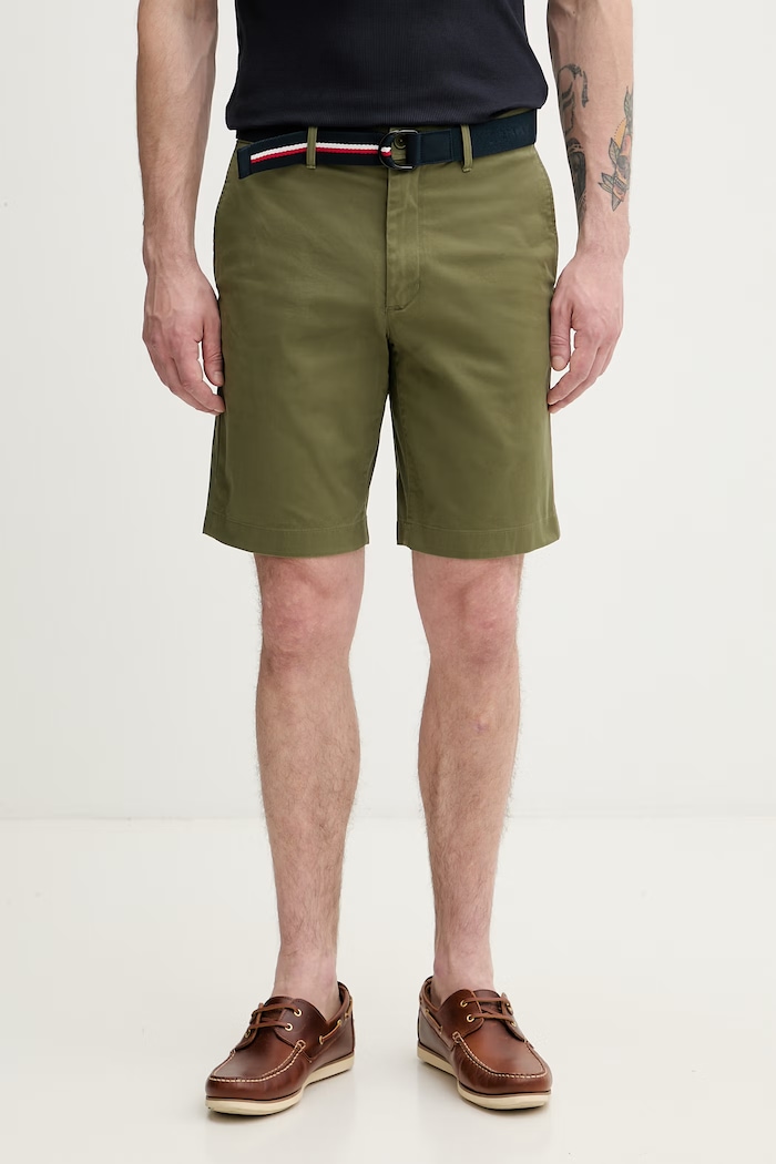 Tommy Hilfiger pantaloni scurți pentru bărbați, din bumbac cu elastan verde MW0MW42349