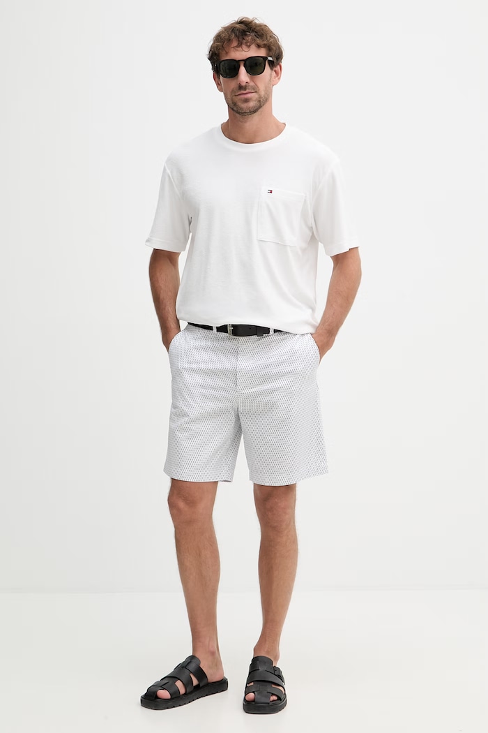 Tommy Hilfiger šortky pánske bavlnené s elastanom MW0MW42353 biela SS26