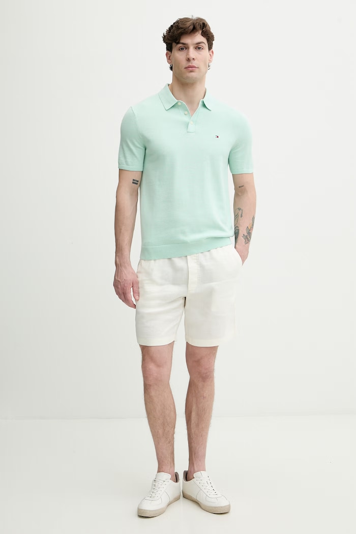 Tommy Hilfiger šortky pánske s ľanom MW0MW44353 béžová SS26