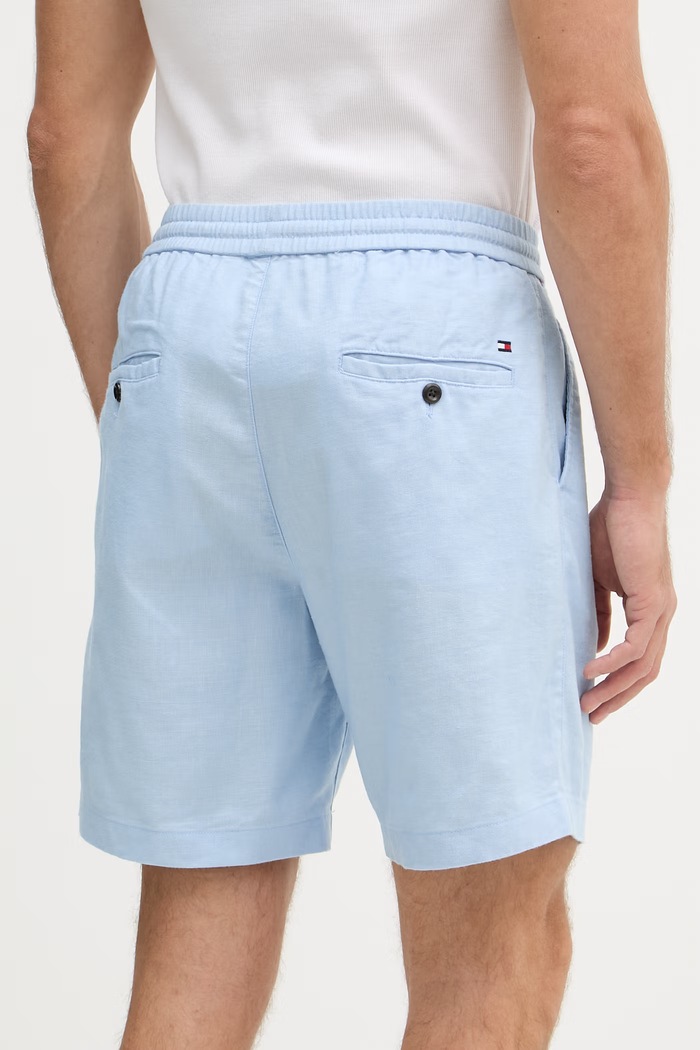 Odzież Tommy Hilfiger szorty męskie z lnem MW0MW44353 niebieski