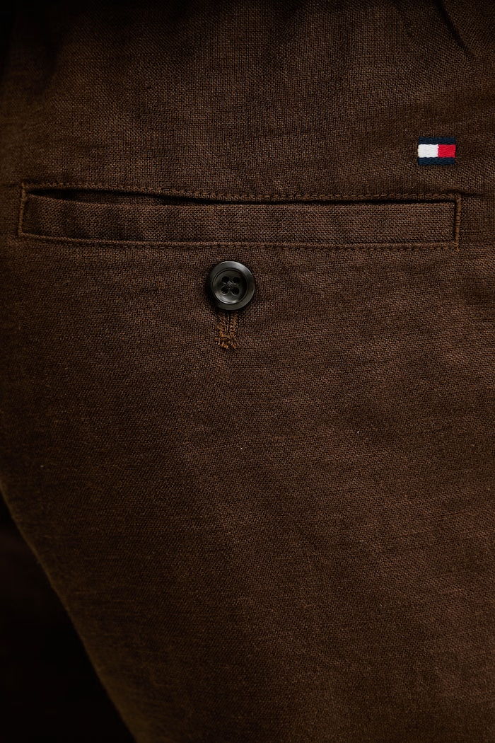 Tommy Hilfiger šortky pánske s ľanom hnedá MW0MW44353
