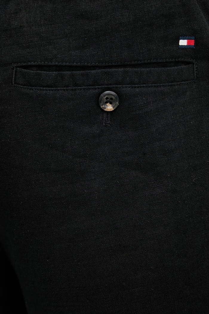 Tommy Hilfiger къс панталон мъжки с лен черен MW0MW44353