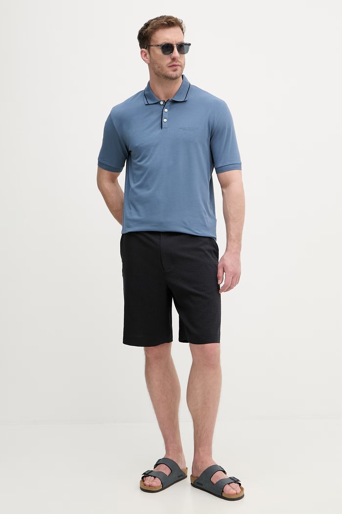 Armani Exchange pantaloni scurți pentru bărbați, cu lyocell XM002101.AF22363 bleumarin SS26