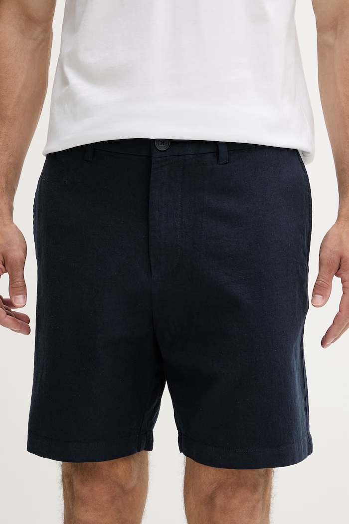 Armani Exchange šortky pánske s ľanom tmavomodrá XM002294.AF22842