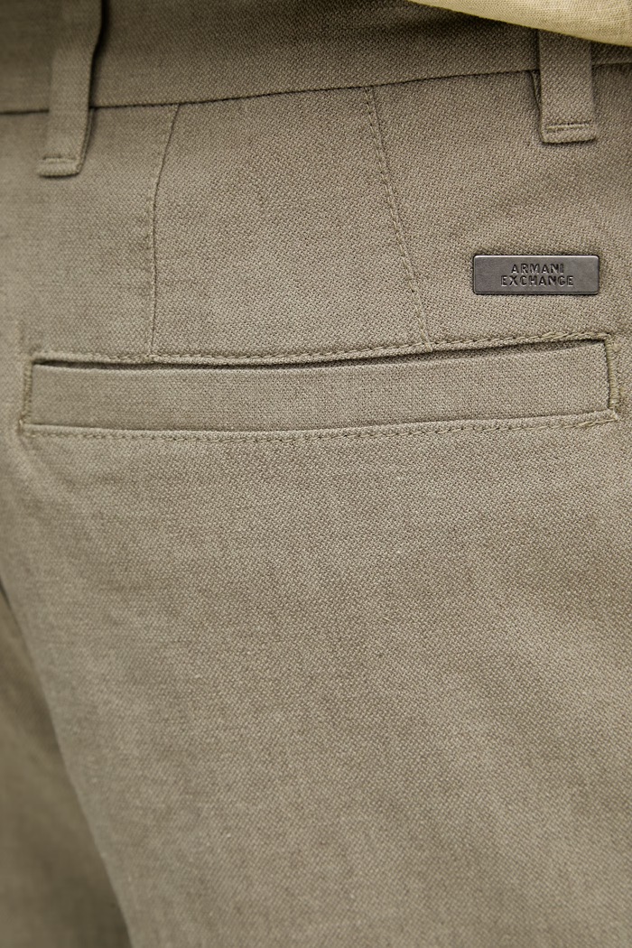 Armani Exchange šortky pánske s ľanom zelená XM002294.AF22842