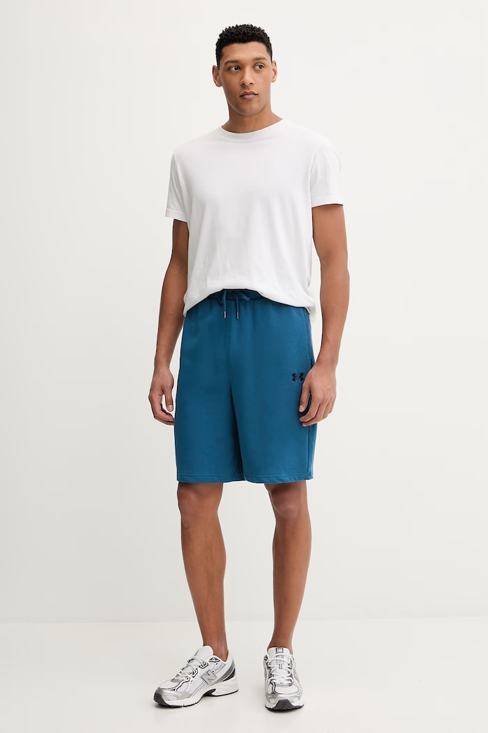 Under Armour teplákové šortky pánske s bavlnou Rival 6009345 modrá SS26