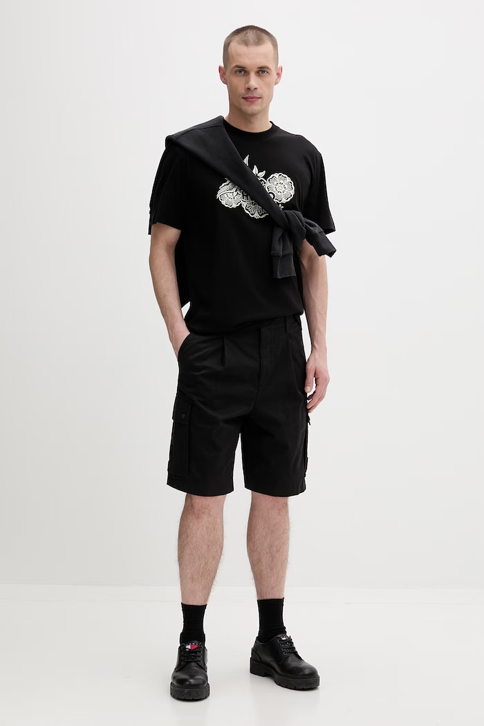HUGO pantaloni scuți cargo pentru bărbați, din bumbac Gregry_RB 50559604 negru SS26