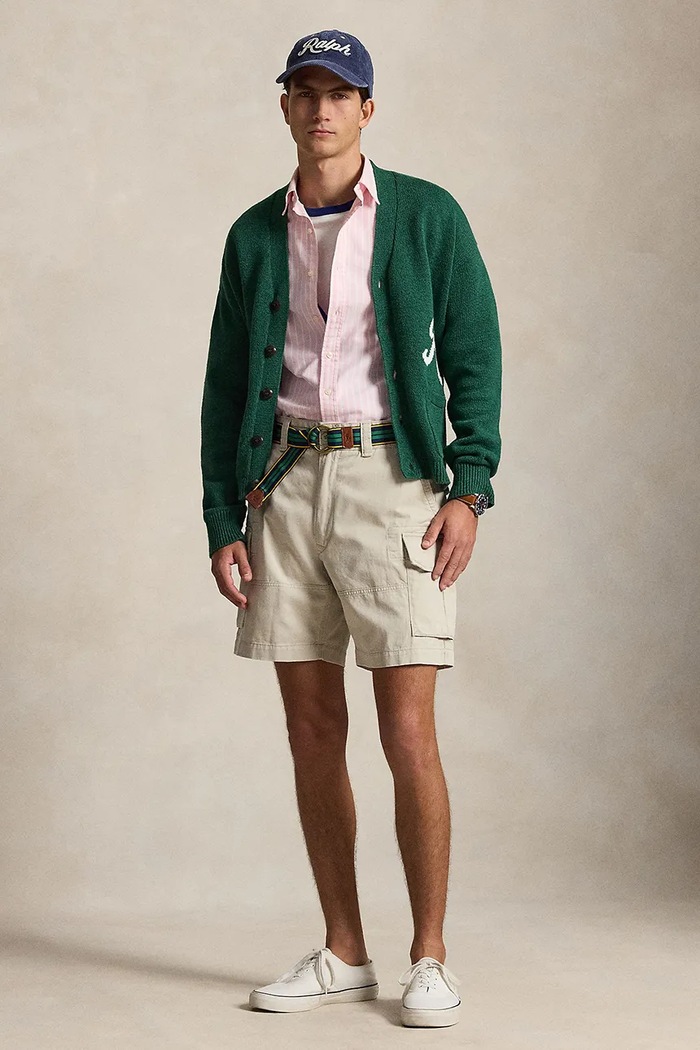Хлопковые шорты Polo Ralph Lauren RUGGED TWILL-GELLAR зелёный 710964027004