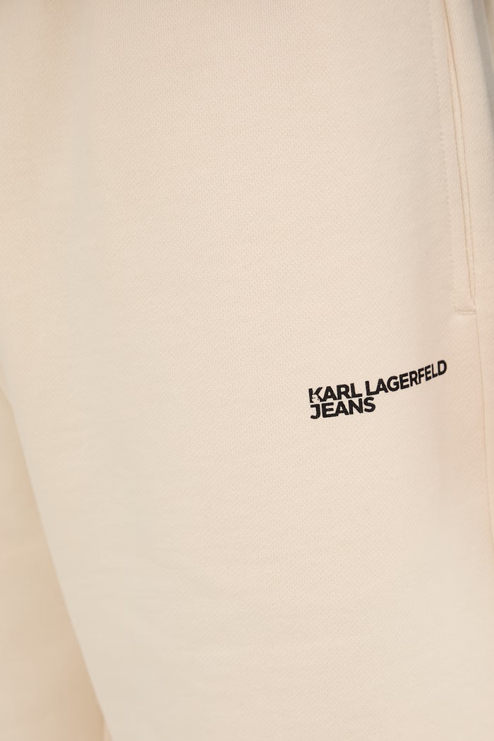 Karl Lagerfeld Jeans teplákové šortky pánske bavlnené béžová B2M10148