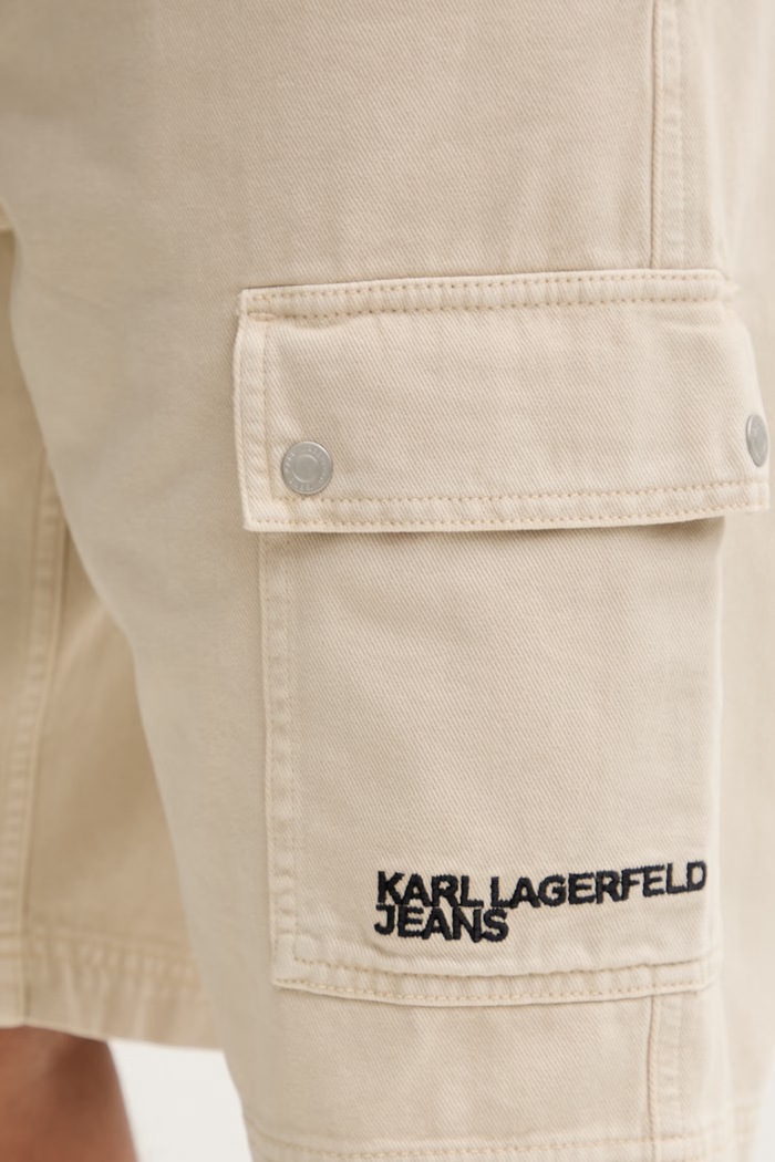 Karl Lagerfeld Jeans cargo kratke hlače moške iz denima bež B2M10055