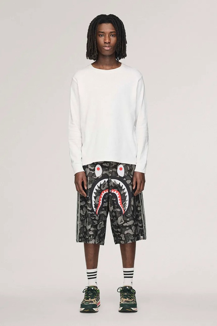 adidas Originals X BAPE denim shorts KF4917 black color KF4917