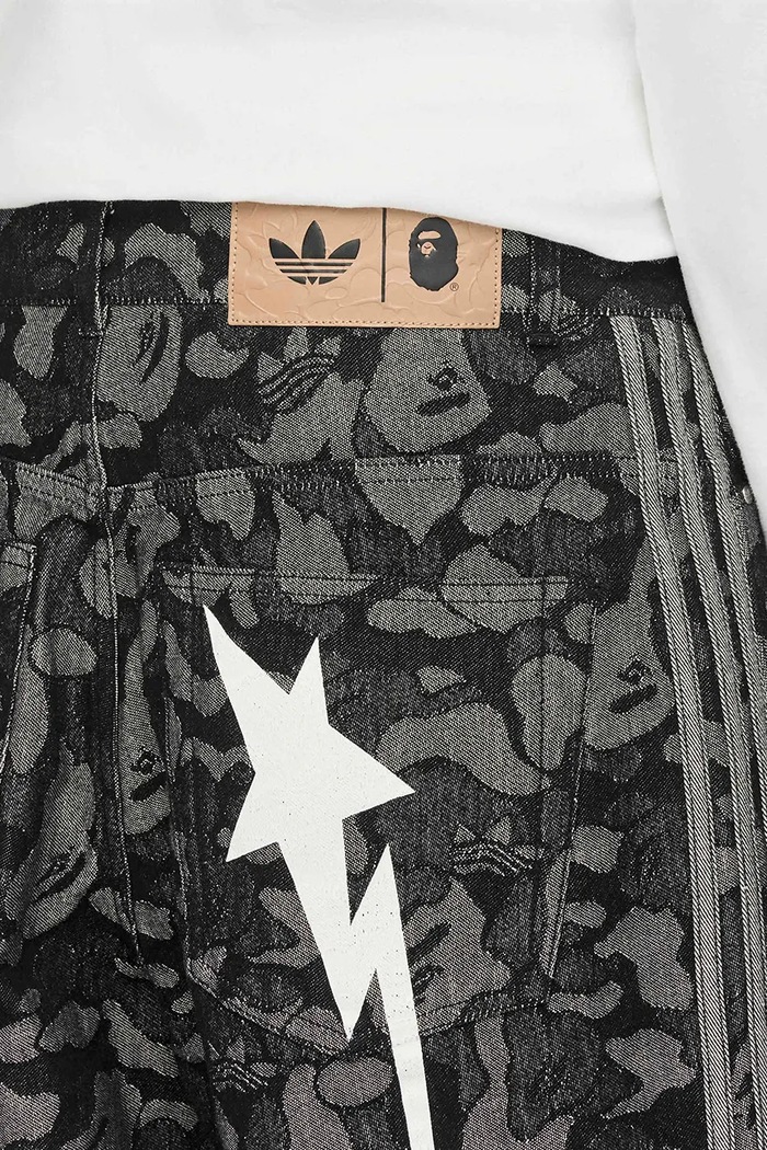 X BAPE denim shorts adidas Originals KF4917 black color KF4917