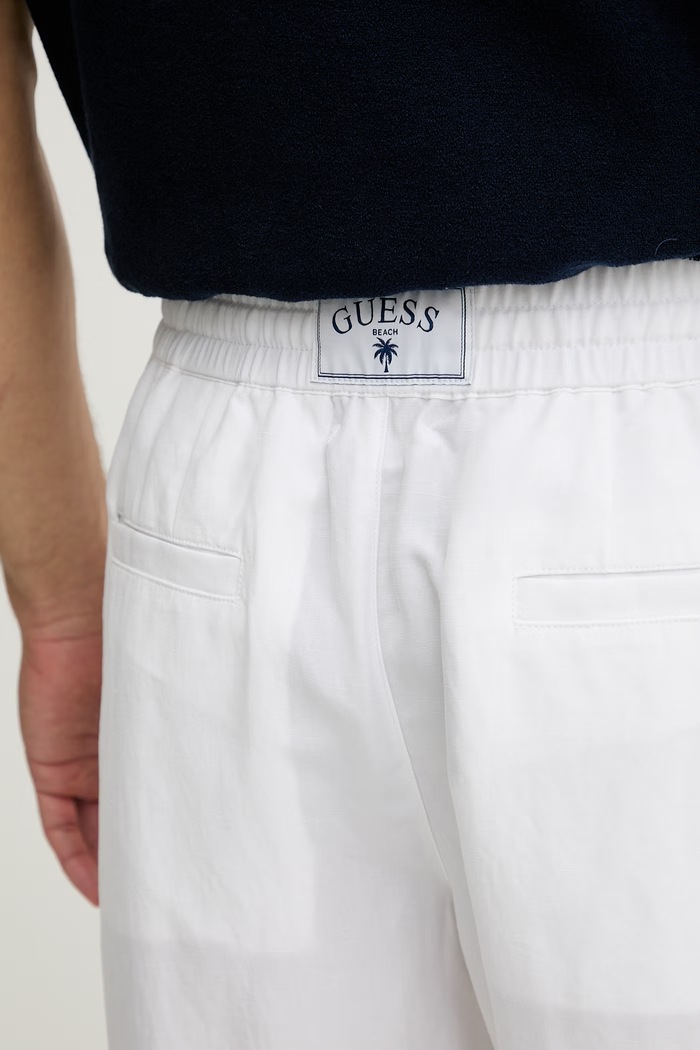 Guess kratke hlače moške z lanom bela F6GD01.WN202