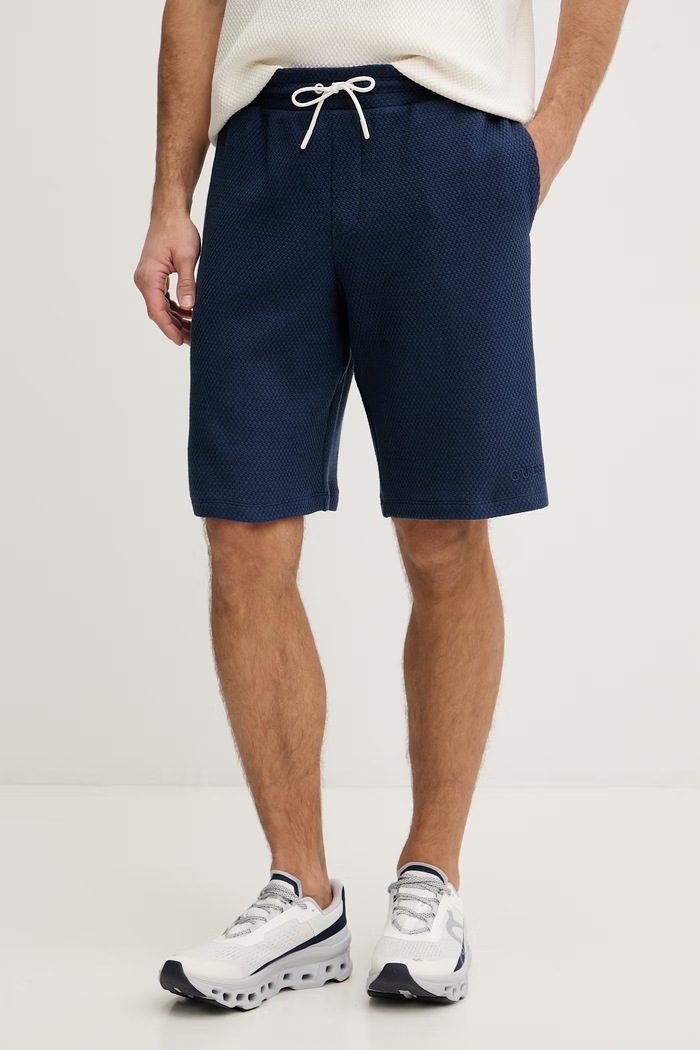 Guess Pantaloncini da tuta da uomo in cotone JHONNY blu navy Z6GD10.K3209