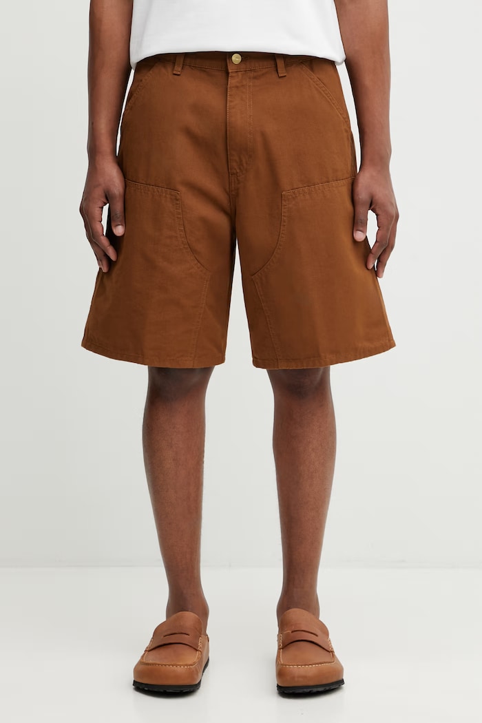 Carhartt WIP Double Knee Short šortky bavlněné pánské hnědá I034793.HZ02