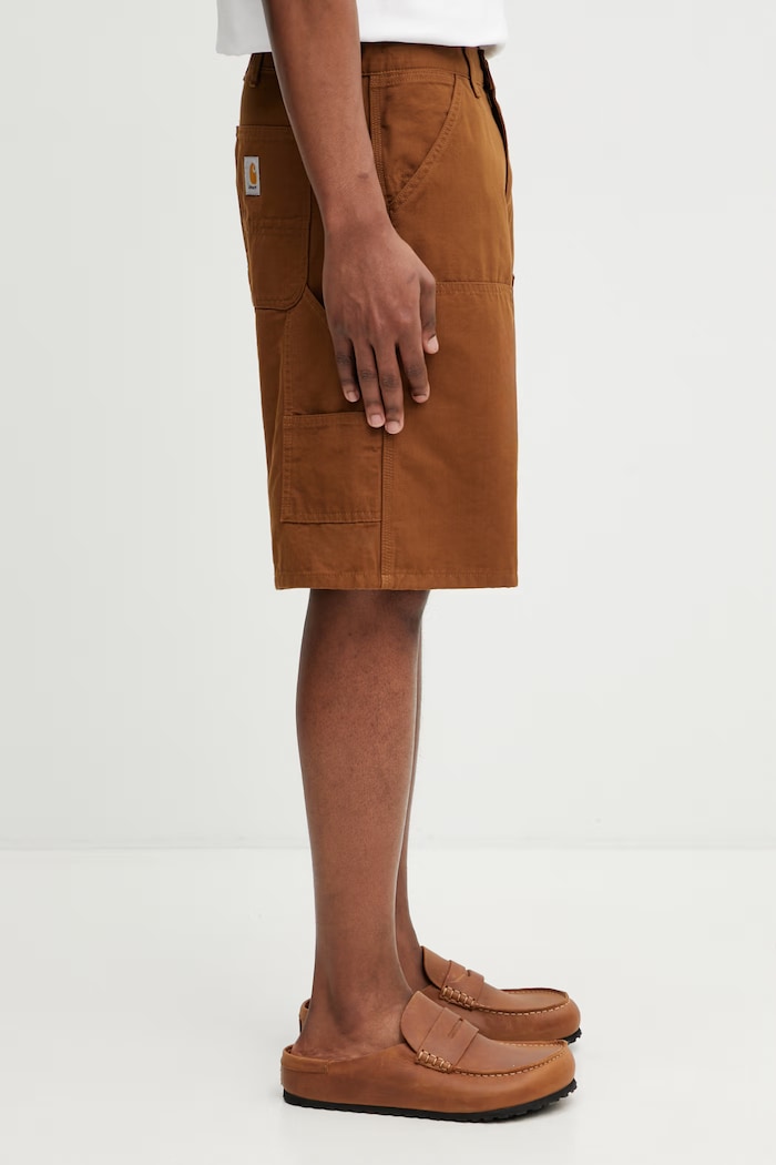 Carhartt WIP Double Knee Short šortky bavlněné pánské hnědá I034793.HZ02