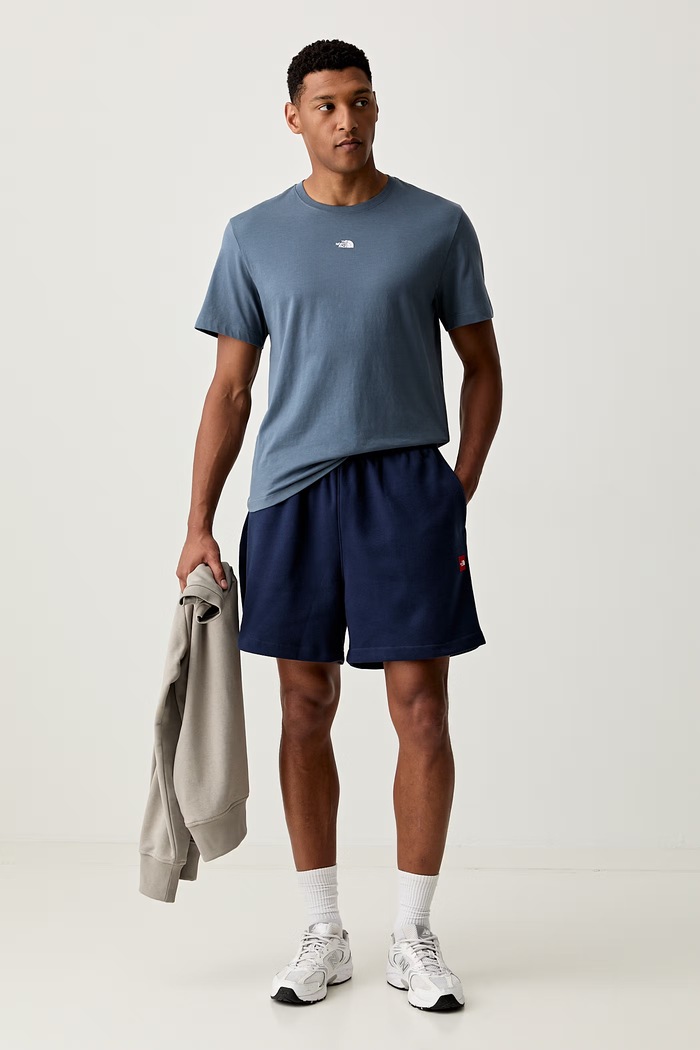 The North Face szorty dresowe męskie z bawełną NF0A8FMH8K21 granatowy SS26