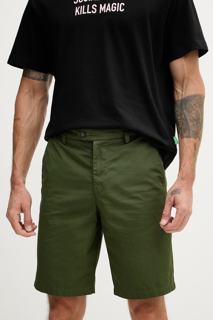 United Colors of Benetton szorty chino męskie bawełniane zielony 4W3LU9014