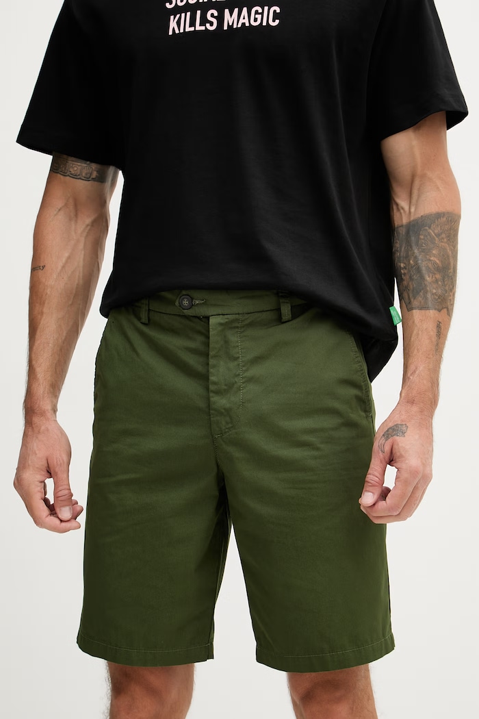 United Colors of Benetton szorty chino męskie bawełniane zielony 4W3LU9014