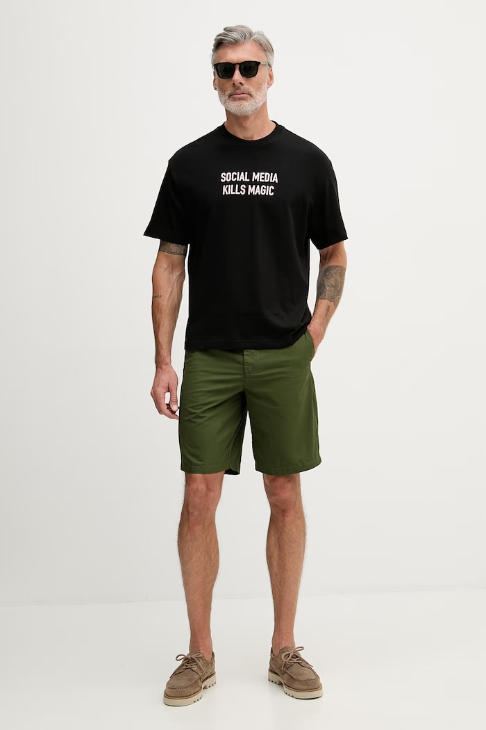 United Colors of Benetton szorty chino męskie bawełniane 4W3LU9014 zielony SS26