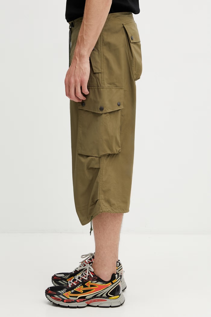 Needles pantaloni scuți cargo din bumbac pentru bărbați SX159 verde SS26