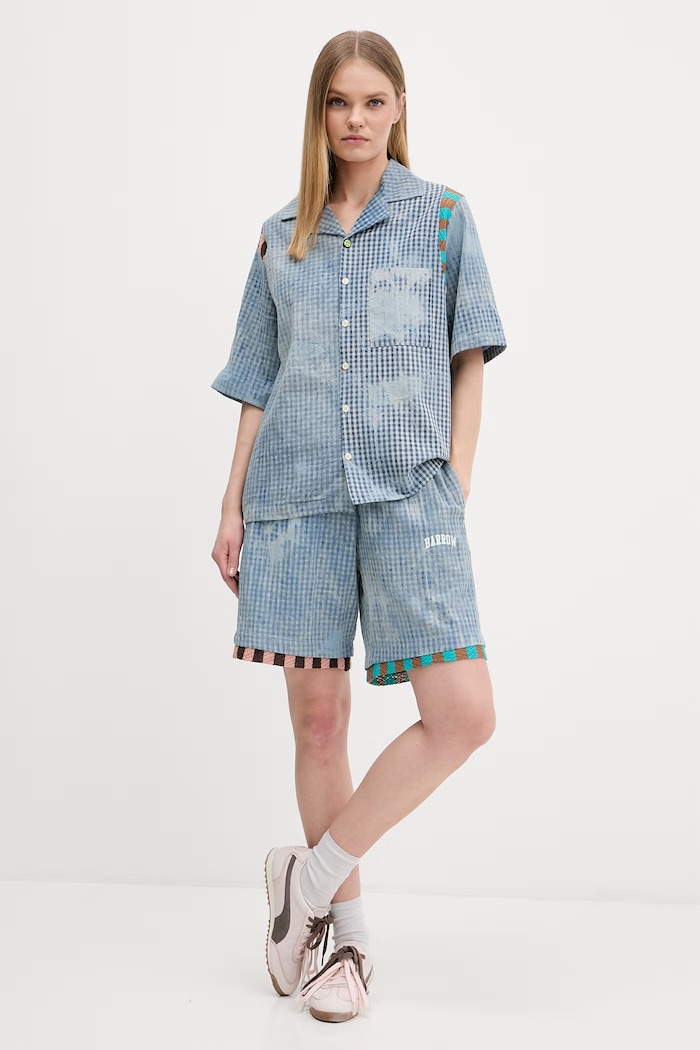 Barrow pantaloni scurți din bumbac albastru S6BWUABE056
