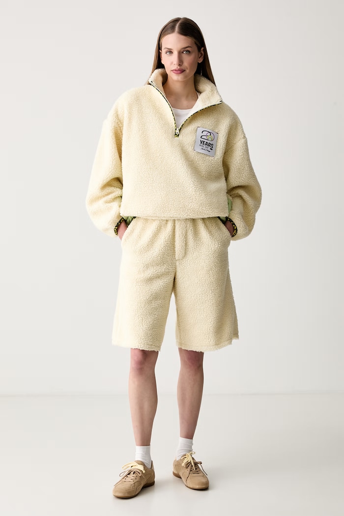 American Vintage szorty sherpa sportowe HOK09A20 beżowy SS26