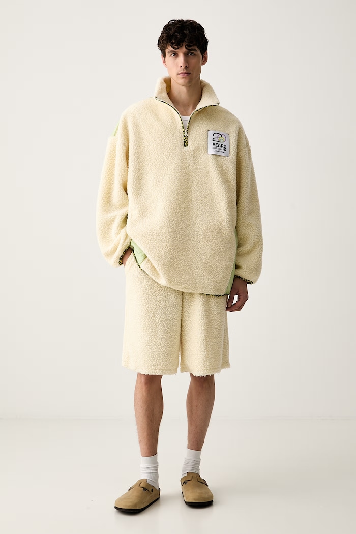 Odzież American Vintage szorty sherpa sportowe HOK09A20 beżowy