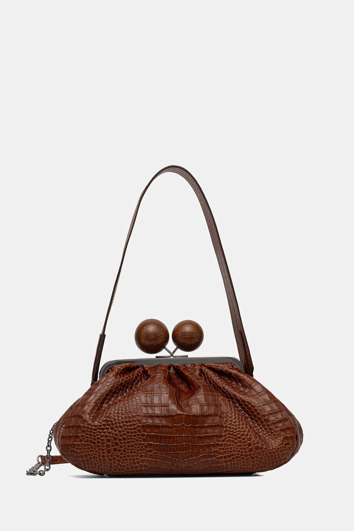 Weekend Max Mara torebka skórzana ALISSO skóra licowa brązowy 2615511194600
