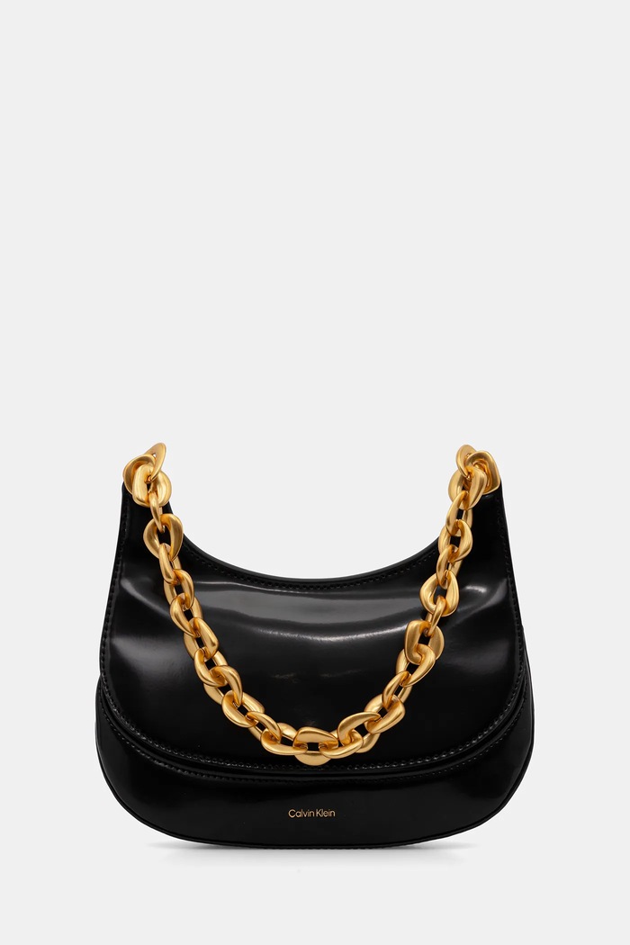 Δερμάτινη τσάντα Calvin Klein λείο δέρμα μαύρο LV04F3403G