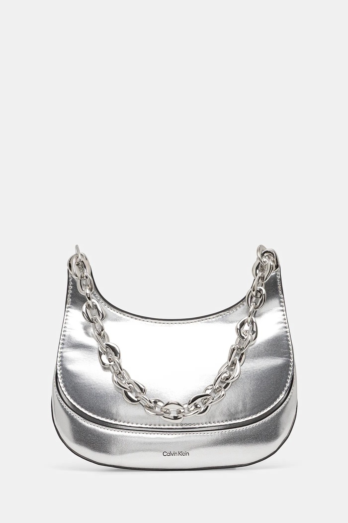 Kabelka Calvin Klein hladký stříbrná LV04F3404G