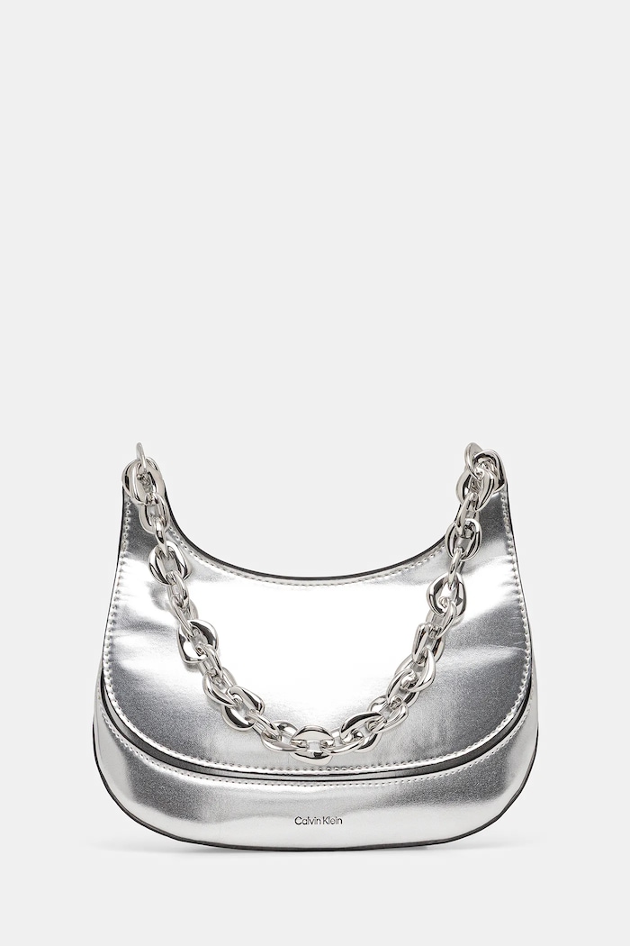 Kabelka Calvin Klein hladký stříbrná LV04F3404G
