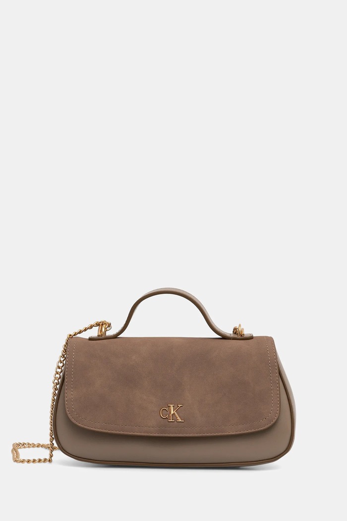 Torba Calvin Klein imitacija zrnate kože bež LV04F3408G