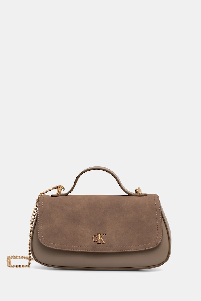 Torba Calvin Klein imitacija zrnate kože bež LV04F3408G