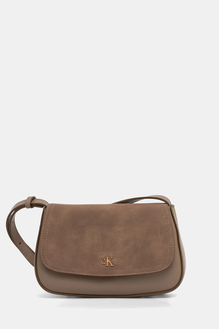 Τσάντα Calvin Klein απομίμηση λείου δέρματος μπεζ LV04F3409G