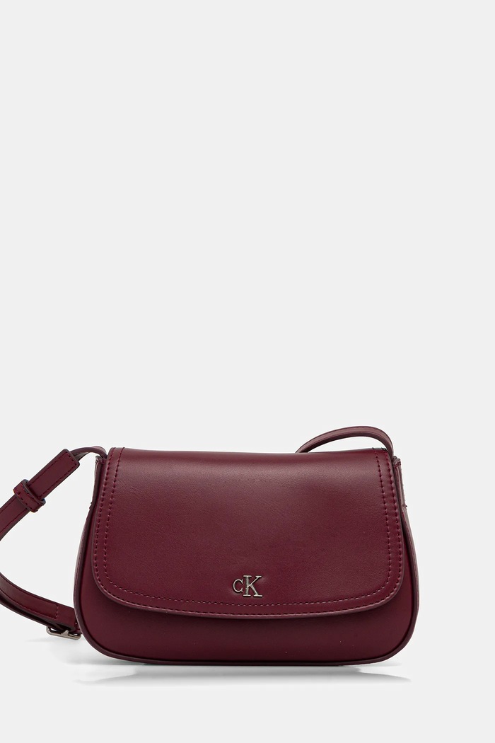 Чанта Calvin Klein гладка кожа бордо LV04F3421G