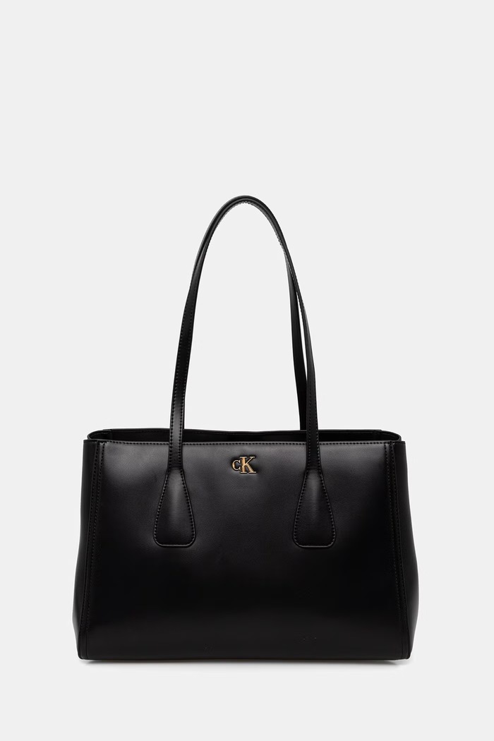 Calvin Klein шопинг чанта дамски от имитация на кожа изкуствен черен LV04F3442G