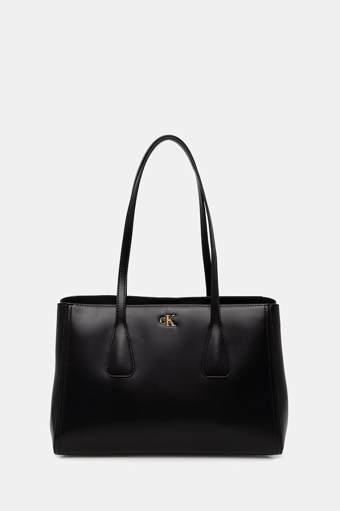 Calvin Klein шопинг чанта дамски от имитация на кожа изкуствен черен LV04F3442G