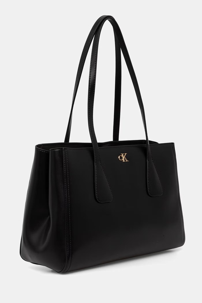 Calvin Klein шопинг чанта дамски от имитация на кожа LV04F3442G черен SS26
