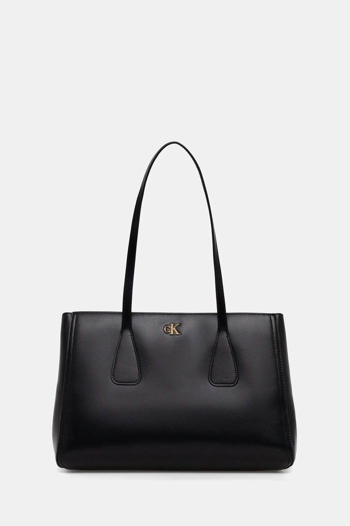 Calvin Klein nákupní taška dámská z imitace kůže hladký černá LV04F3442G