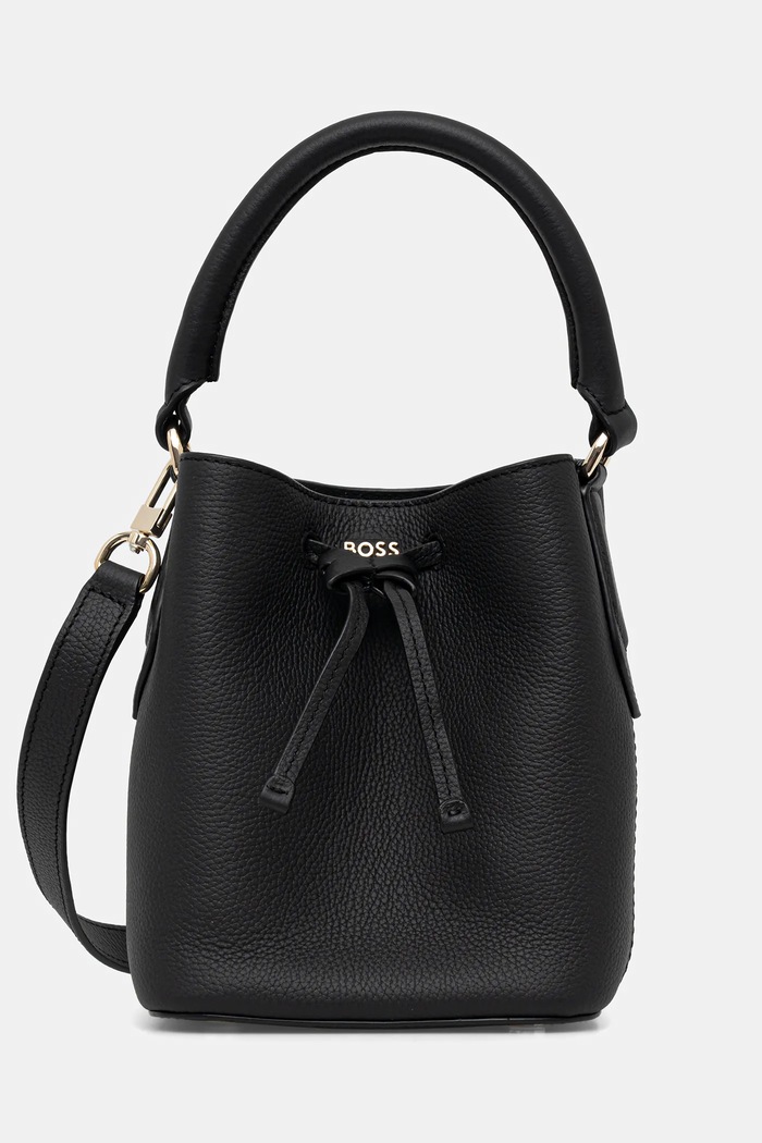 BOSS poșetă de piele Lenah SM Bucket 50557980 negru SS26