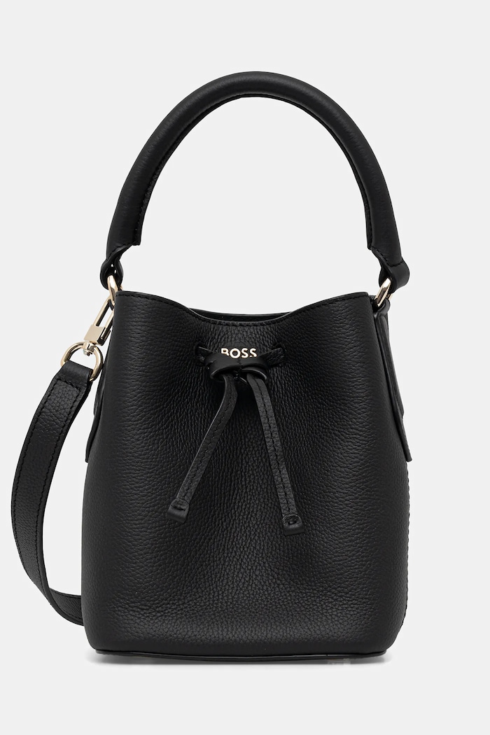 BOSS poșetă de piele Lenah SM Bucket 50557980 negru SS26