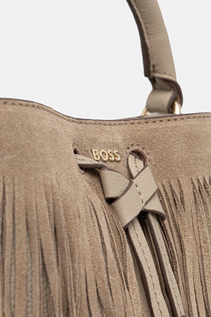 Δερμάτινη τσάντα BOSS Lenah S Bucket FR μπεζ 50557994