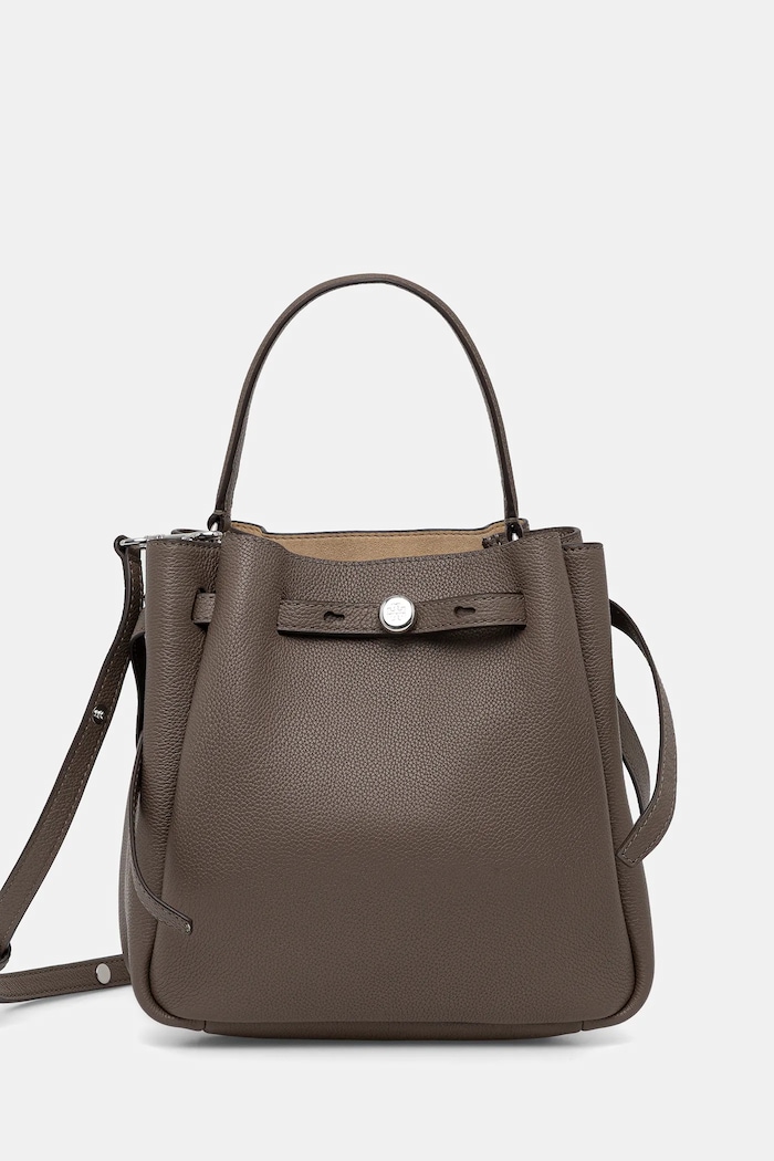 Kožená kabelka Tory Burch Romy Bucket usňová koža hnedá 166982.250