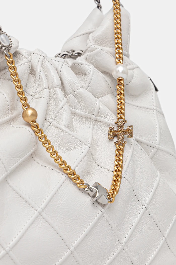 Tory Burch poșetă de piele Fleming alb 164022.100