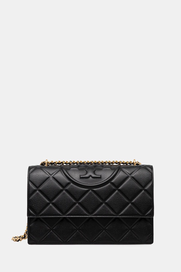 Kožená kabelka Tory Burch Fleming usňová koža čierna 164799.001